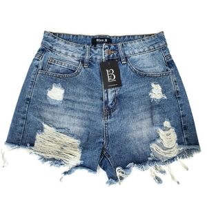 NWT Blue B Collection High Rise Distressed Denim Shorts Size Small
